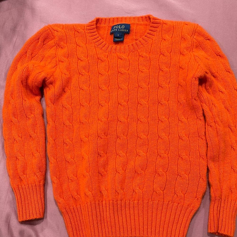 Polo by Ralph Lauren Kid’s Vibrant Orange Crewneck Sweater